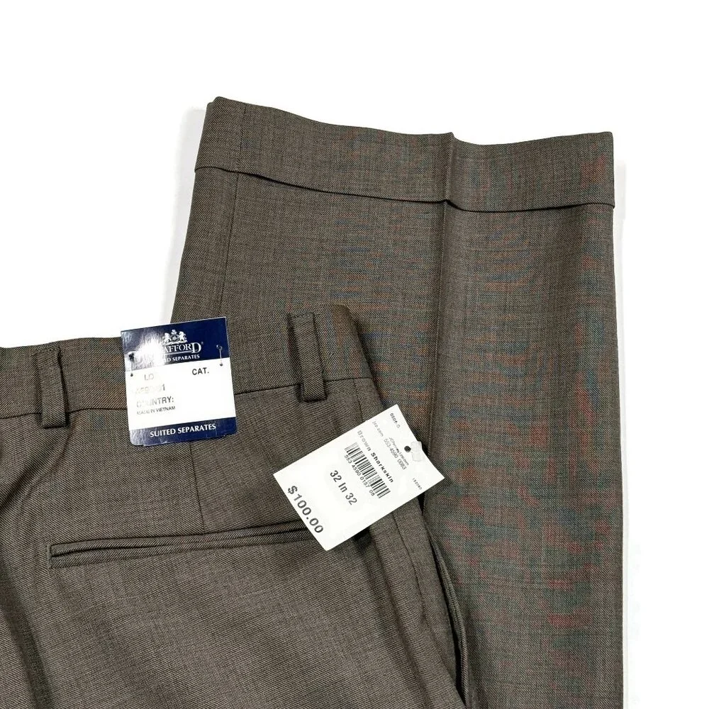 Stafford Suit 40L Blazer Jacket Brown Sharkskin Pants 32 x 32‎ New 2pc Wool NWT